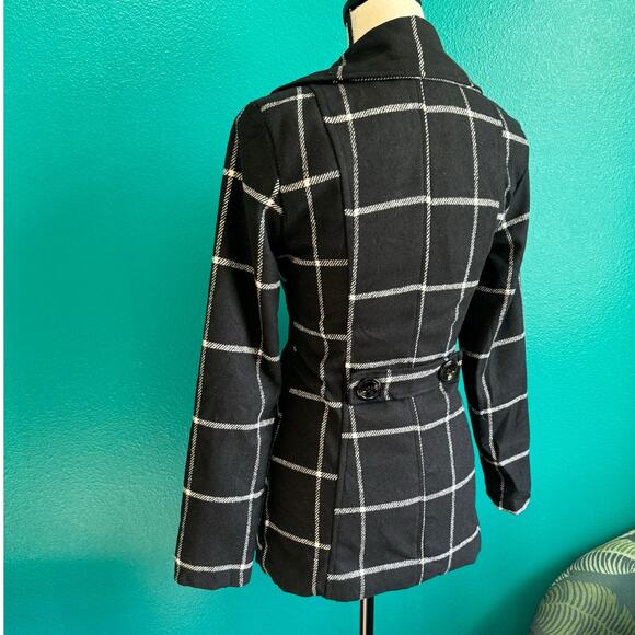 Me Jane Wool Blend Black Check Coat Jacket Women's XS NWT - Picture 4 of 8